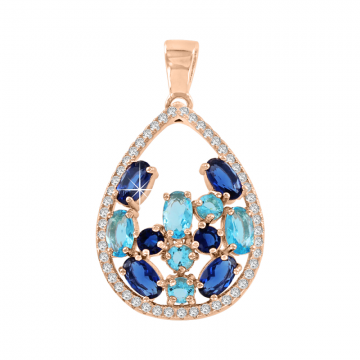 Anhänger aus Silber 925° Rotgold vergoldet mit Zirkonia, Topas 