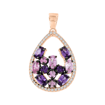 Anhänger aus Silber 925° Rotgold vergoldet mit Zirkonia, Amethyst 