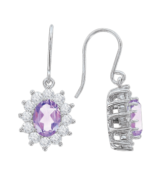 Ohrhänger aus 925er Sterling Silber mit Amethyst, Zirkonia 