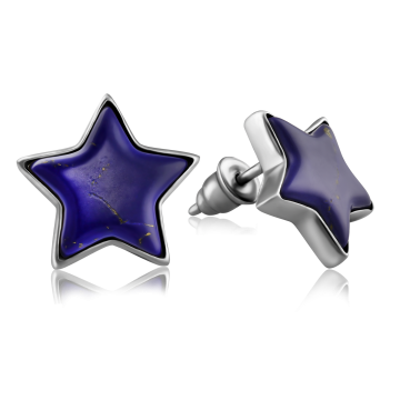 Silver earrings with Lapis lazuli (imitation) 