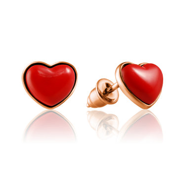 Gold-plated earrings with Coral (imitation) 