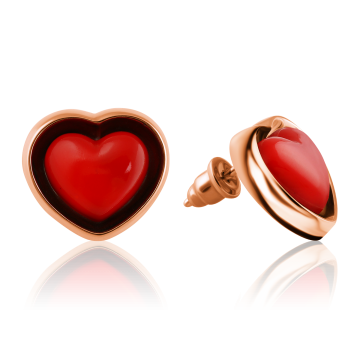 Gold-plated earrings with Coral (imitation) 