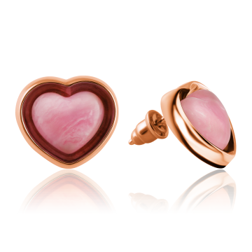 Gold-plated earrings with rose quartz (imitation) 