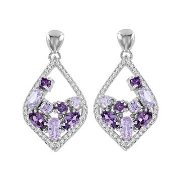 Ohrstecker aus 925er Sterling Silber mit Amethyst HTS und Zirkonia 
