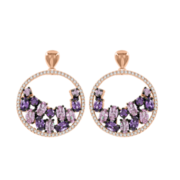 Ohrringe aus Silber 925° Rotgold vergoldet mit Amethyst HTS und Zirkonia 