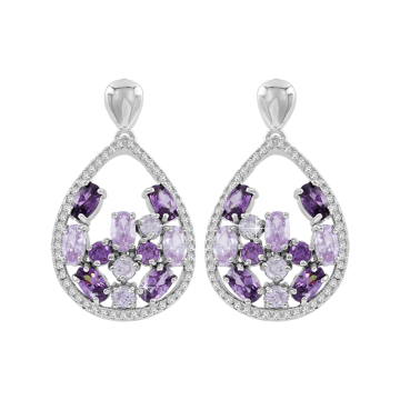 Ohrhänger aus 925er Sterling Silber mit Amethyst, Zirkonia 