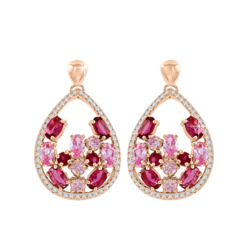 Ohrringe aus Silber 925° Rotgold vergoldet mit Zirkonia, Rubin HTS 