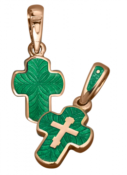 Orthodoxe Kreuz-Anhänger "Kreuzigung Christi" Silber 925° mit Rotgold vergoldet 999° mit  Emaille 