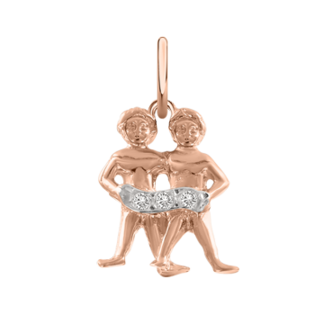 Anhänger Sternzeichen Zwillinge aus Rotgold 585° mit Zirkonia 