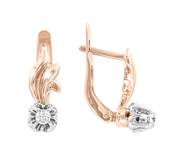 Earrings in red gold with cubic zirconia 