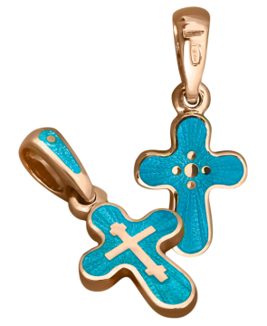 Orthodoxe Kreuz-Anhänger "Kreuzigung Christi "(Kinder) Silber 925° mit Rotgold vergoldet 999° mit heißer Emaille Violett