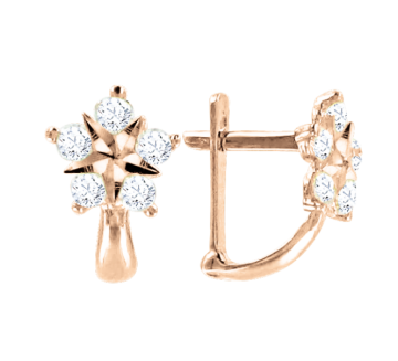 Kinder Ohrhänger aus Rotgold 585° mit Zirkonia 