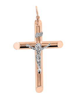 Kreuz Anhänger aus Rot/ Weißgold 585° 