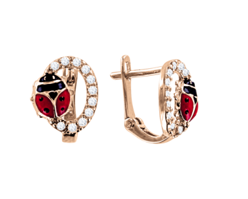 Kinder Ohrringe aus Rotgold 585° mit Zirkonia 