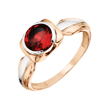 Кольцо из красного золота 585 пробы с гранатом 
