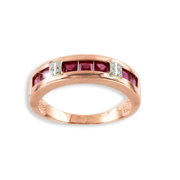 Кольцо из красного Золота с Бриллиантами и Рубинами 