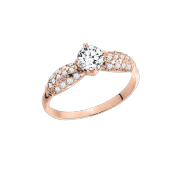 Damenring aus Rotgold 585° mit Zirkonia 