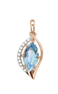 Anhänger aus Rotgold 585° mit blau Topas, Zirkonia 