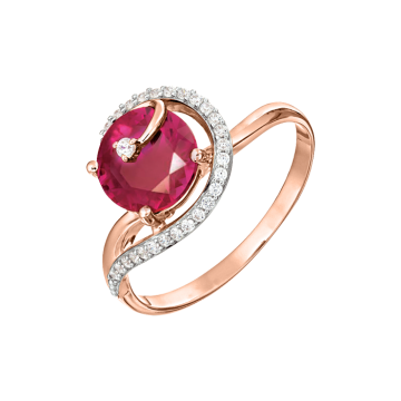 Damenring aus Rotgold 585° mit Zirkonia 