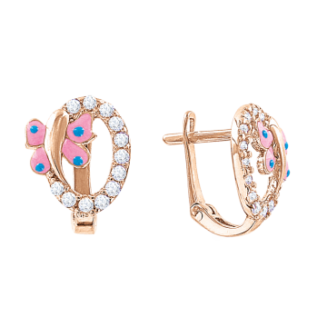 Kinder Ohrringe aus Rotgold 585° mit Zirkonia 