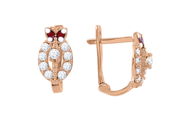 Kinder Ohrringe aus Rotgold 585° (14K) mit Zirkonia 