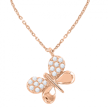 Kette aus Rotgold 585°mit Anhänger/ Zirkonia 