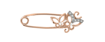 Rotgold 585 Brosche mit Zirkonia 