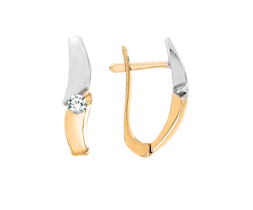 Gelbgold 585 Ohrringe mit Brillanten 