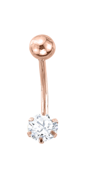 Пирсинг для пупка из красного Золота 585 пробы с Фианитом 
