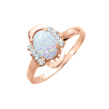Damenring aus Rotgold 585° mit Opal, Zirkonia 