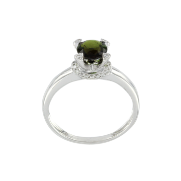 Weißgold 585° Damenring mit Brillanten, Turmalin 
