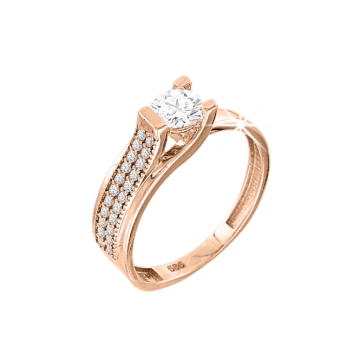 Damenring aus Rotgold 585° mit Zirkonia 