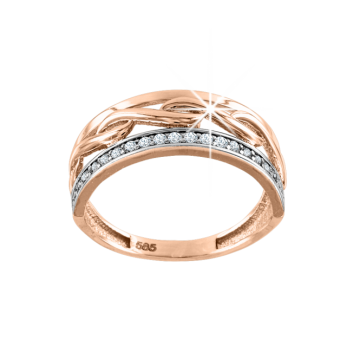 Damenring aus Rotgold 585° mit Zirkonia 