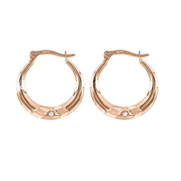 Earrings in red gold with cubic zirconia 