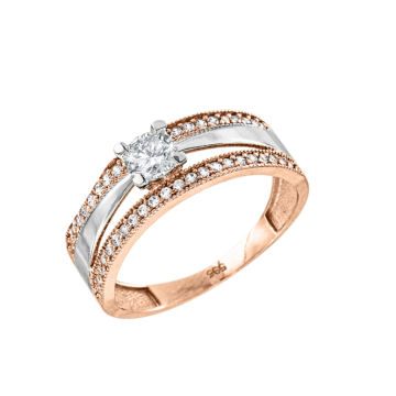 Damenring aus Rotgold 585° mit Zirkonia 