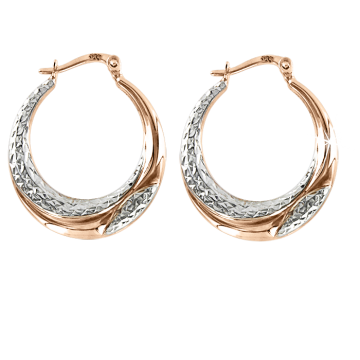 Earrings in red and white gold of 585 assay value 