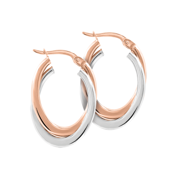 Earrings in red and white gold of 585 assay value 