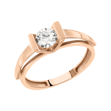 Damenring aus Rotgold 585° mit Zirkonia 
