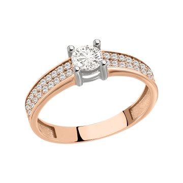 Damenring aus Rotgold 585° mit Zirkonia 