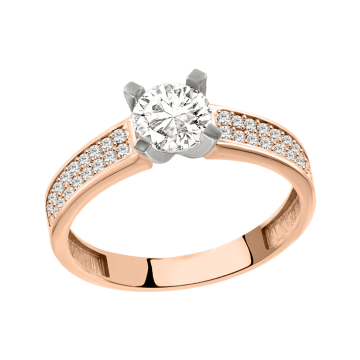 Damenring aus Rotgold 585° mit Zirkonia 