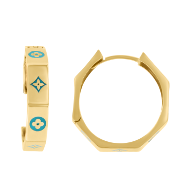 Gelb gold 585° (14K) Ohrringe mit blauer Emaille 