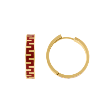 Gelb gold 585° (14K) Ohrringe mit roter Emaille 
