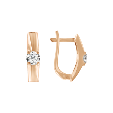 Earrings in red gold with cubic zirconia 