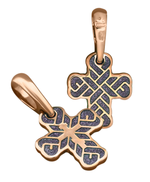 Orthodoxe Kreuz-Anhänger Silber 925° mit Rotgold vergoldet 999° mit Weisse Emaille 