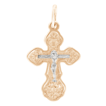 Cross from red gold of 585 assay value 