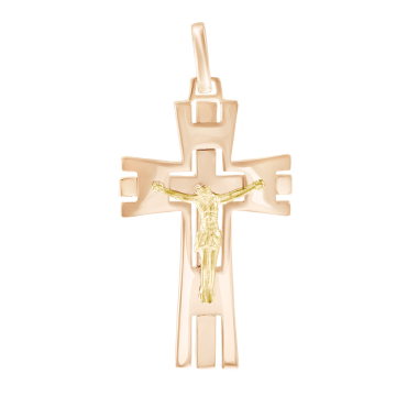 Cross from red gold of 585 assay value 