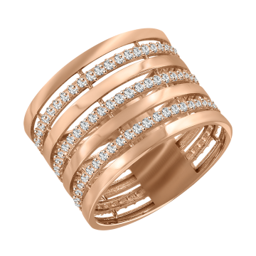 Damenring aus Rotgold 585° mit Zirkonia 