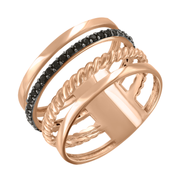 Damenring aus Rotgold 585° mit Zirkonia 