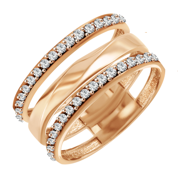 Damenring aus Rotgold 585° mit Zirkonia 