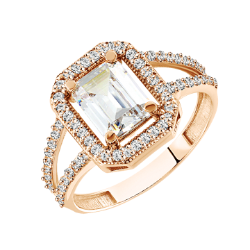 Damenring aus Rotgold 585° mit Zirkonia 